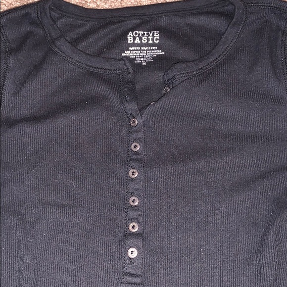 Black Ribbed Button Up - Picture 2 of 2
